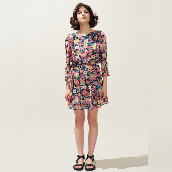 🔥🔥🔥NEW Claudie Pierlot Ricati Multicolor Floral Mini Dress - Picture 4 of 12